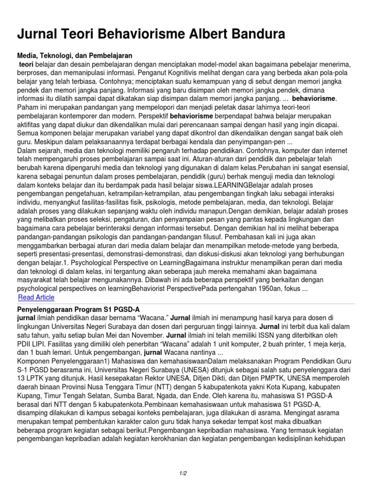 jurnal teori behavioristik